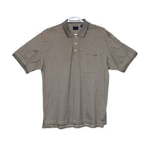 Izod black cream stripes short sleeves polo shirt size XL